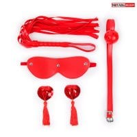 Набор БДСМ красный, 4 предмета