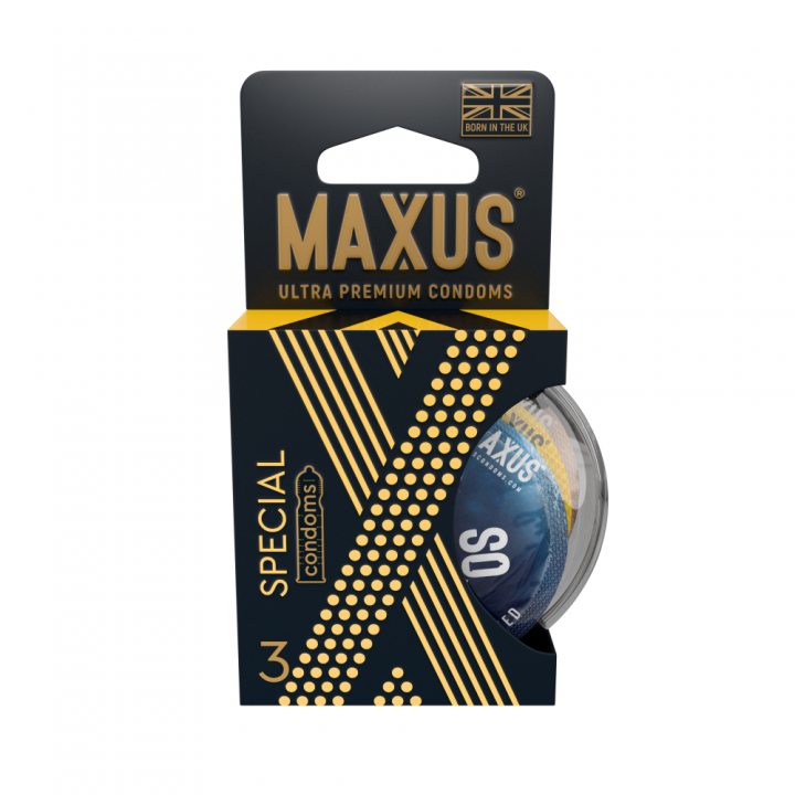 Презервативы точечно-ребристые в кейсе Maxus Special, 3 шт