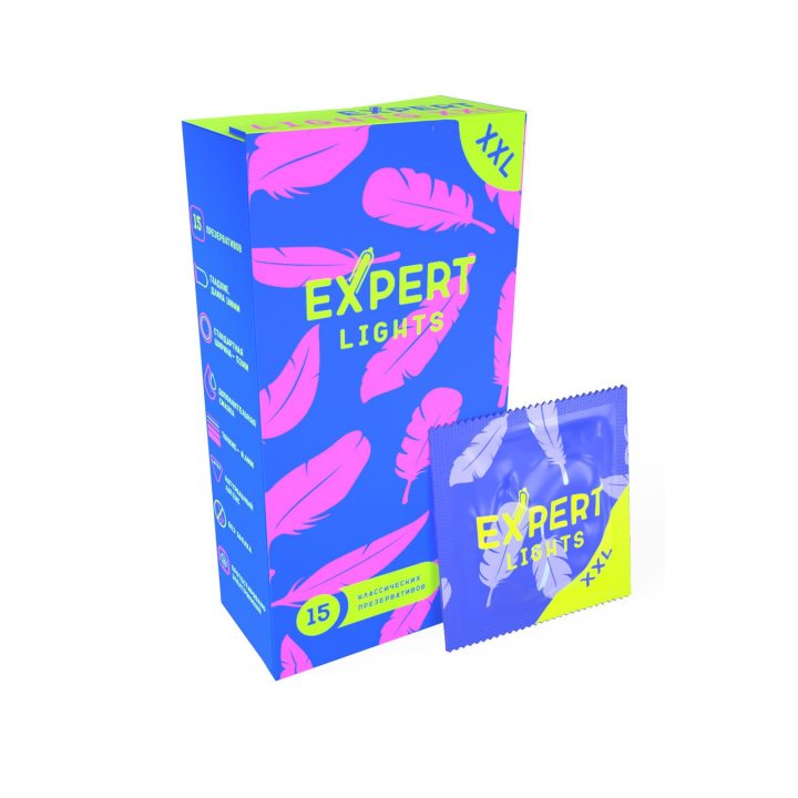 Презервативы увеличенного размера EXPERT Lights XXL, ультратонкие, 15 шт