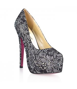Hustler Гипюровые туфли с кристалами DARK SILVER