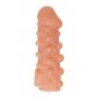 Телесная закрытая насадка с шариками Cock Sleeve 010 Size L - 17,6 см