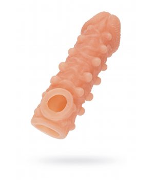 Телесная закрытая насадка с шариками Cock Sleeve 010 Size L - 17,6 см