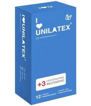 Презервативы классические Unilatex Natural 12 шт.+3