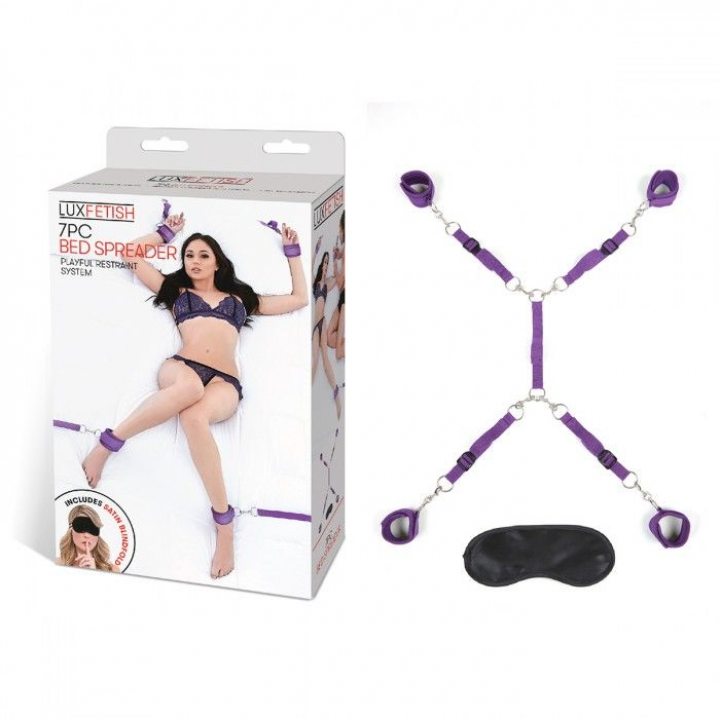 Lux Fetish Фиолетовый набор фиксаций на кровати Classic Bedspreader