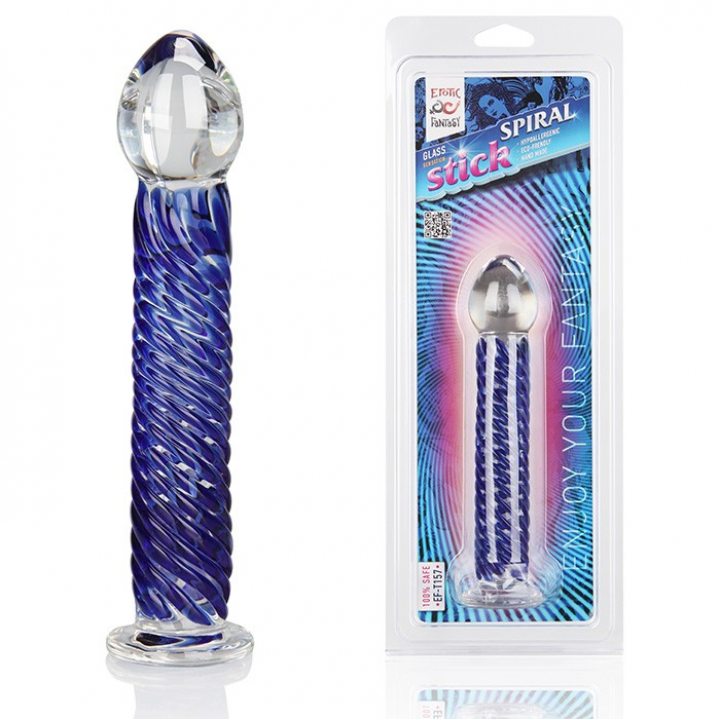 Прозрачный фаллос из стекла со спиралью Sexus Glass